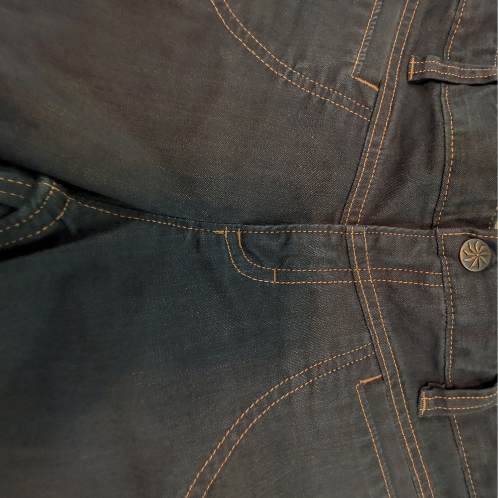 Athleta Dark Wash Cargo Denim Style Pants 129129 Womens Blue Contrast Stitching - Picture 8 of 15